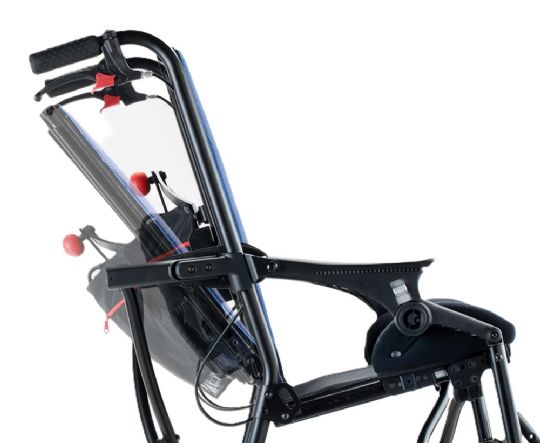 Backrest - Reclinable on three positions and height adjustable, with a safe slider mechanism