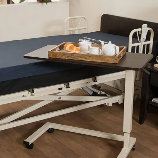 Height Adjustable Overbed Table with Wheels and HeavyDuty Steel Frame
