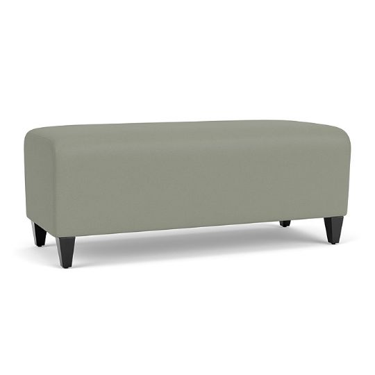 Siena Backless Loveseat Bench with black legs and eucalyptus upholstery