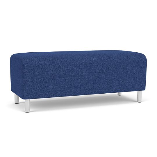 Siena Backless Loveseat Bench with blueberry upholstery and steel legs