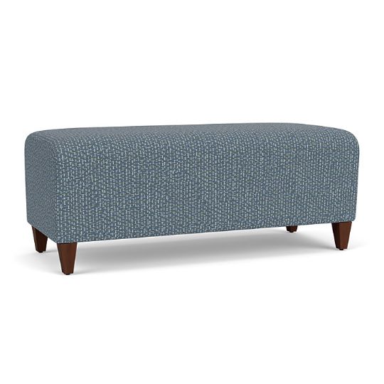 Siena Backless Loveseat Bench with serene upholstery and walnut legs
