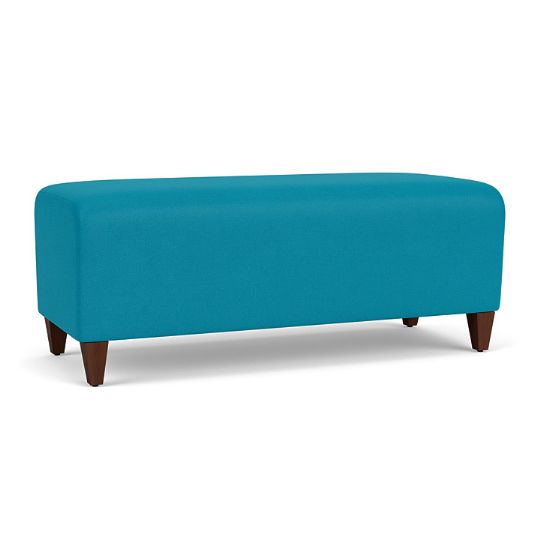 Siena Backless Loveseat Bench with waterfall upholstery and walnut legs