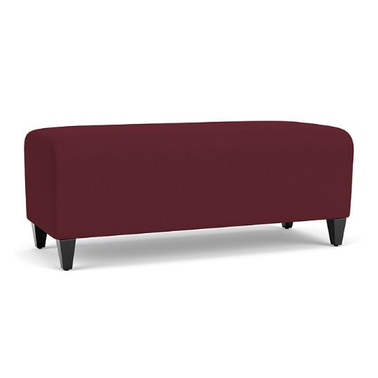 Siena Backless Loveseat Bench with wine upholstery and black legs