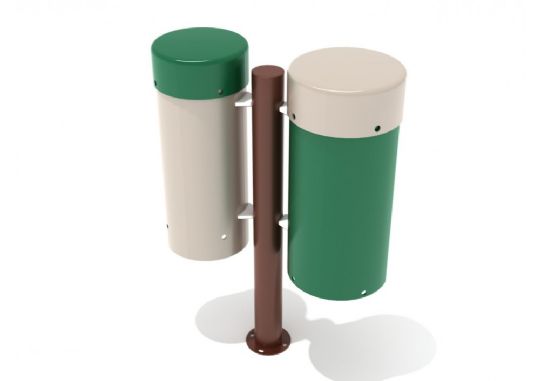 Bongo Drums Musical Playground Equipment in Neutral Colors - Back View