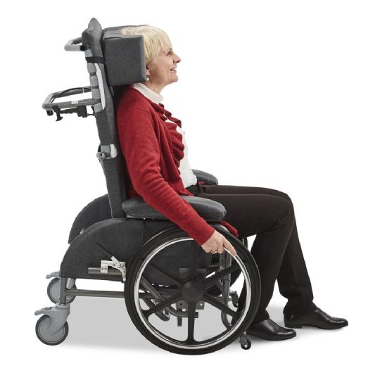 Broda Latitude Pedal Wheelchair (Rocking) (48R) in charcoal with front mag wheel package.
