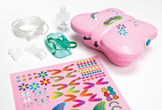 Everything needed for operation is included with the Neb-u-Tyke Bella Butterfly Pediatric Nebulizer 