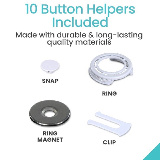 Set includes 10 durable button helpers for long-lasting use