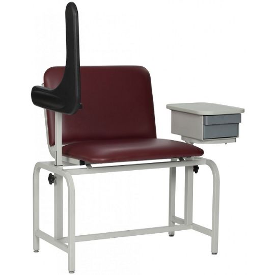Winco Extra Large Padded Bariatric Blood Drawing Chair with Storage and Arm Up