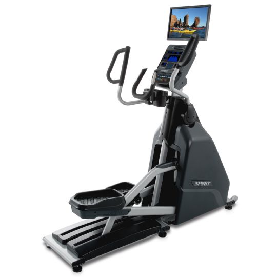 CE900 Commercial Elliptical Machine picture shows the optional bracket add on for TV