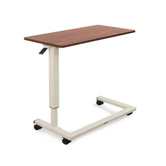 Height Adjustable Overbed Table with Wheels and HeavyDuty Steel Frame
