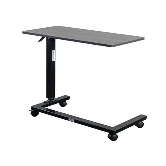 Height Adjustable Overbed Table with Wheels and HeavyDuty Steel Frame