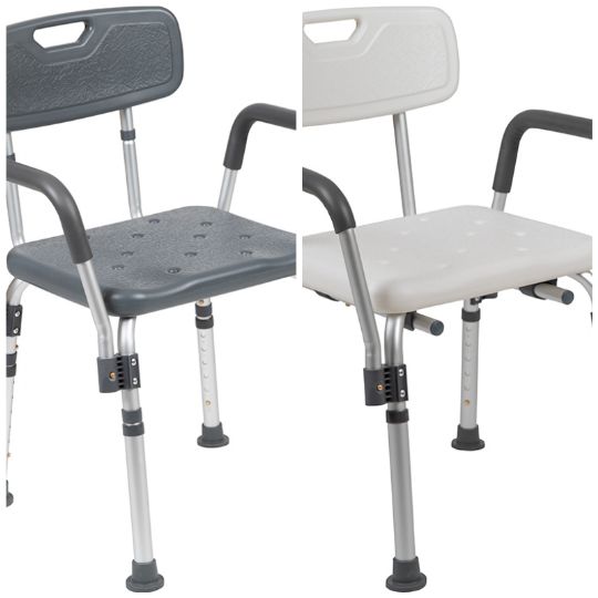 Adjustable chairs come in two colors (gray and white)