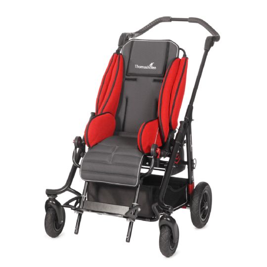 EASyS Advantage Pediatric Wheelchair Seat and A-Chassis Frame System in Red/Grey Upholstery