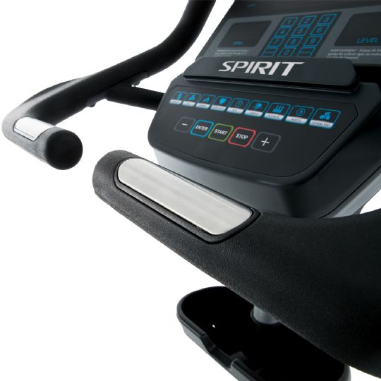 CU900 Commercial Upright Exercise Bike view of the handle grips that can measure the user's heart rate
