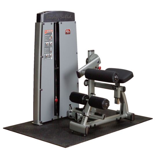 The Body-Solid Pro-Dual Leg Extension and Leg Curl Machine is covered by a lifetime warranty on frames, welds, weight plates, and guide rods, a two-year warranty on pulleys, bushings, bearings, and hardware, and a one-year warranty on cables, upholstery, grips, and other components.
