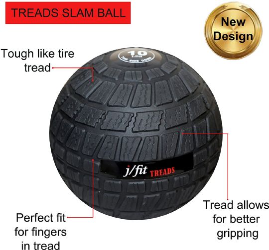 Ball with treads provides more grip.