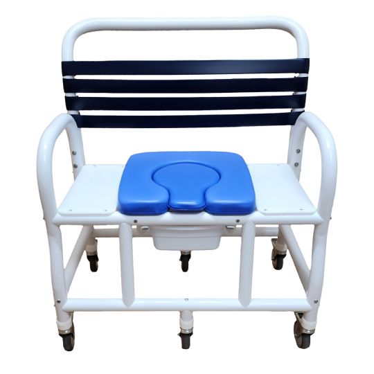 Bariatric Shower Commode Chair shown with 30in. wide seat & 710 lbs weight limit