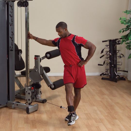 Single leg exercise pulley system with ankle cuff comes with the Body-Solid Pro-Dual Adjustable Cable Column