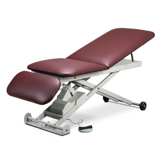E-Series Power Treatment Table with Adjustable Backrest and Drop Section in Burgundy (3BG) Upholstery