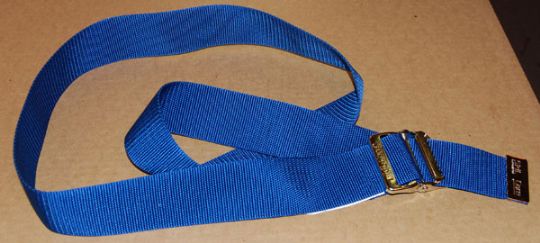 This blue-colored belt comes with an easy-release Delrin buckle option and is easily cleaned with detergents. 