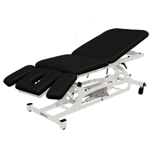 Lower Extremity Angle Ranges from 0 to 65 Degrees - Optional Elevating Midsection - Head Section Angle Ranges from +40 to -90 Degrees - Each Armrest Vertical Ranges from 0 to 7 In.