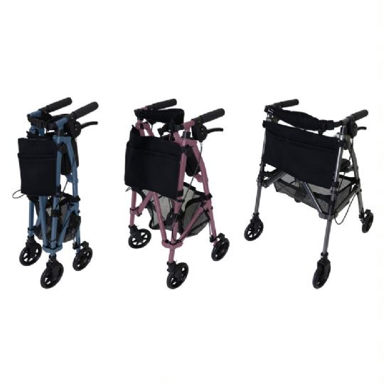 All 3 colors of the rollator in the folding process