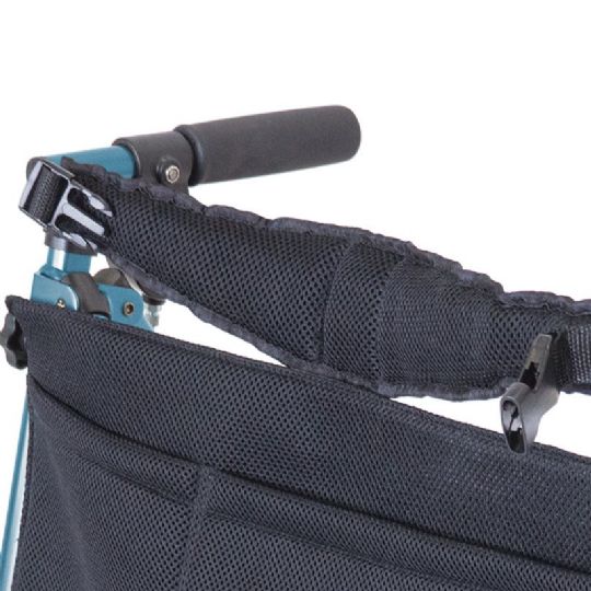 EZ Fold Rollator in Cobalt Blue detail of back rest padding