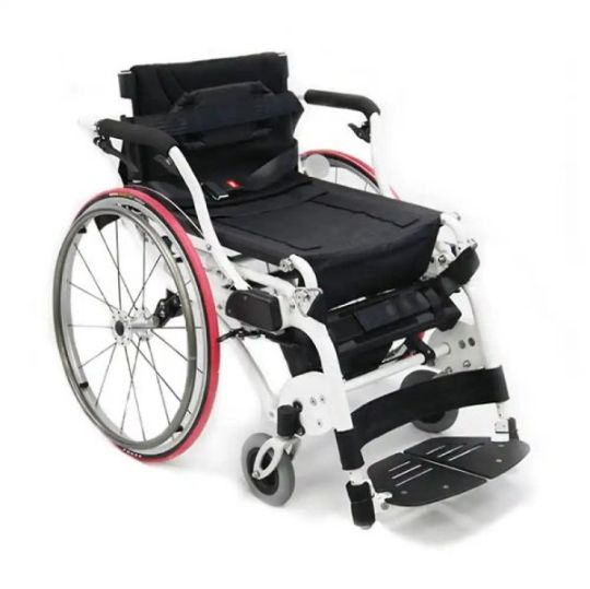 The wheelchair's total weight is 55lbs including its wheels and weighs 41lbs for just the frame
