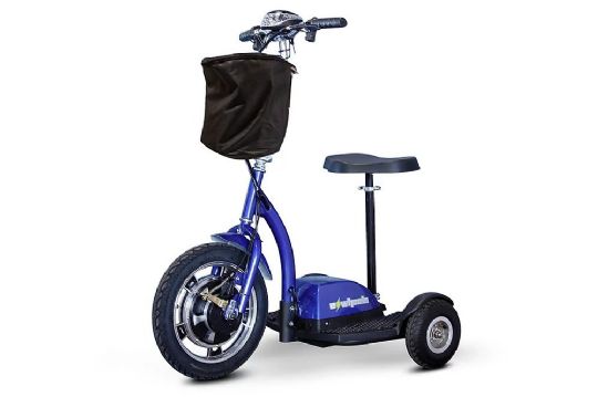 Blue - Stand-N-Ride Recreational Scooter with Folding Tiller
