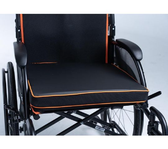 Foam Wheelchair Cushions in use shown in orange