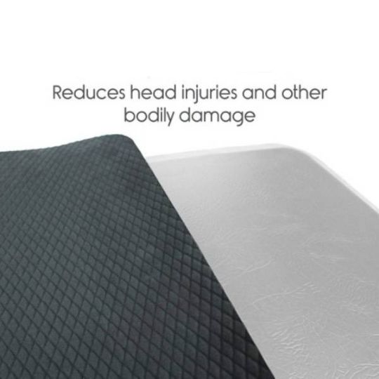 Picture shows the thick material of the foam mat to prevent injuries form falls 
