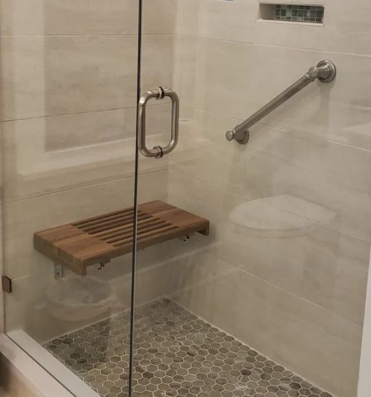 Adds a comfortable spot to rest in standing showers