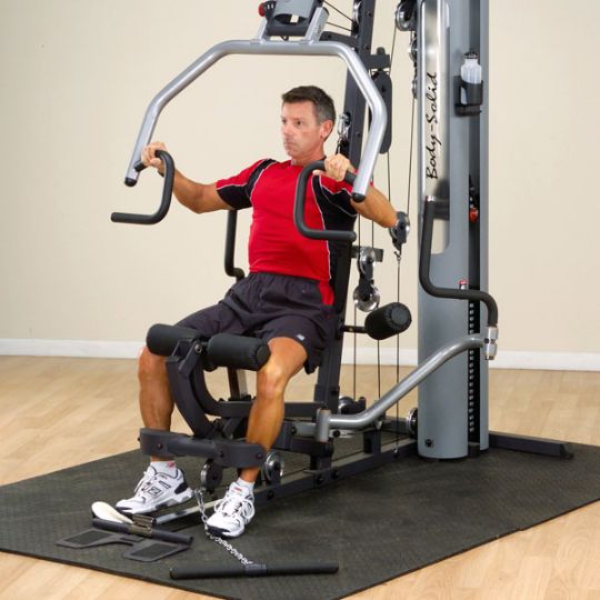 Front chest press with the Body-Solid G5S Selectorized Home Gym