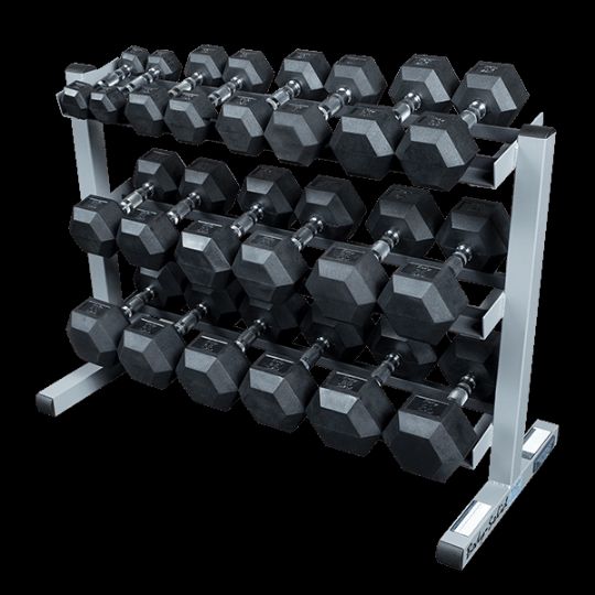 Body-Solid 3-Tier Dumbbell Rack holds one (1) pair each of 5-50 lb. (Dumbbells not included)