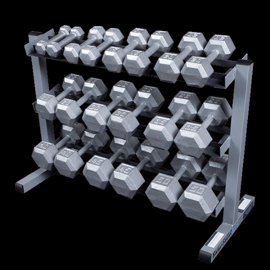 Body-Solid 3-Tier Dumbbell Rack holds one (1) pair each of 5-50 lb. (Dumbbells not included)