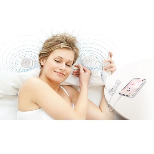 Enjoy relaxing sound therapy with Sound Oasis pillow speakers for a restful sleep