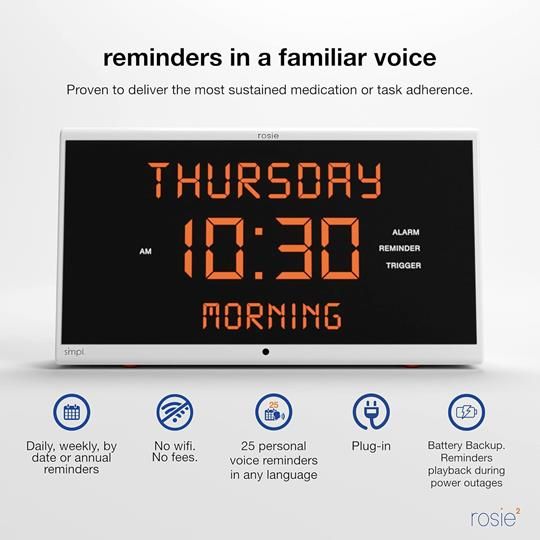 SiMPL Reminder Rosie 2 - Personalized Voice Reminders with Easy Setup