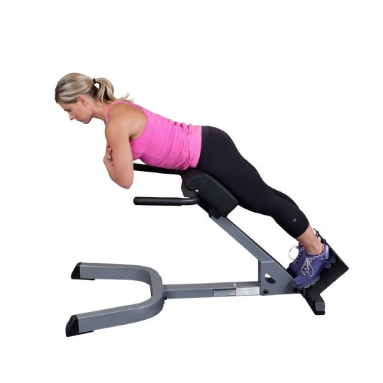 45 Degree Back Hyperextension allows the user to safely and comfortably strengthen the lower back