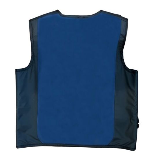 Vest material is treated with an antimicrobial agent