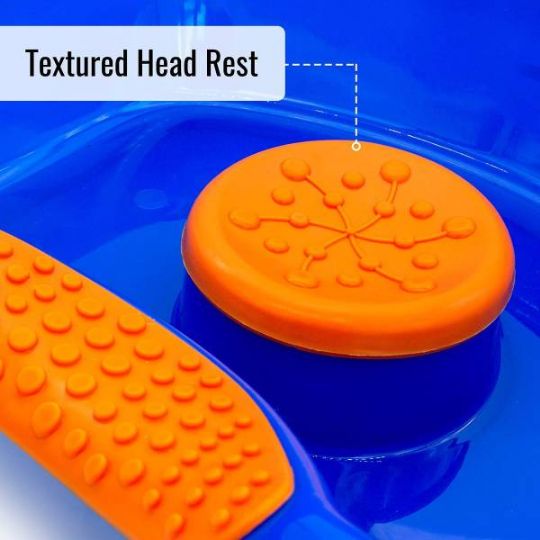 The tray is equipped with a textured head rest