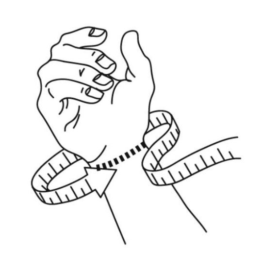 Picture shows how to measure your wrist correctly when ordering your brace