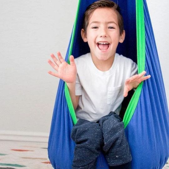 This Indoor Hanging Pod Sensory Swing provides your child with a fun, personal space.