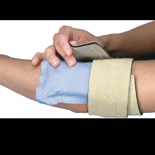 Holds hot or cold packs, electrodes, and other items in place.