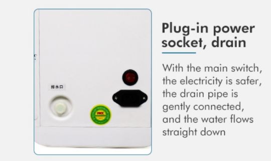 Plug-in Power socket and drain close-up