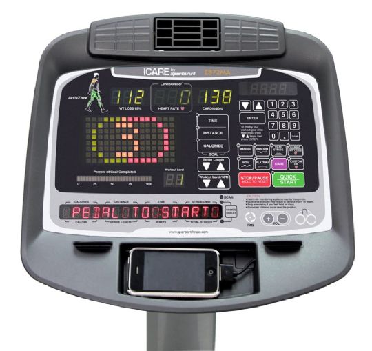 The SportsArt ICARE System console has easy-to-use fingertip controls