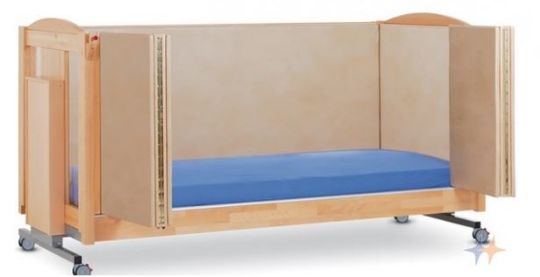 With optional padding around walls of the safety bed 