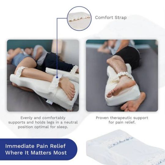 The Knee T Pillow in use