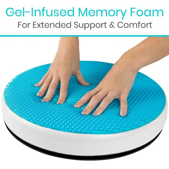 Gel-infused memory foam cushion for extended comfort and support