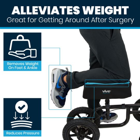 Vive Mobility Knee Walker Pad reduces pressure and alleviates weight for post-surgery mobility