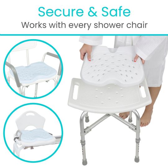 Secure and versatile EVA cushion compatible with all shower chairs